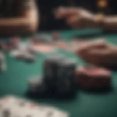 Strategic poker game setup with cards and chips