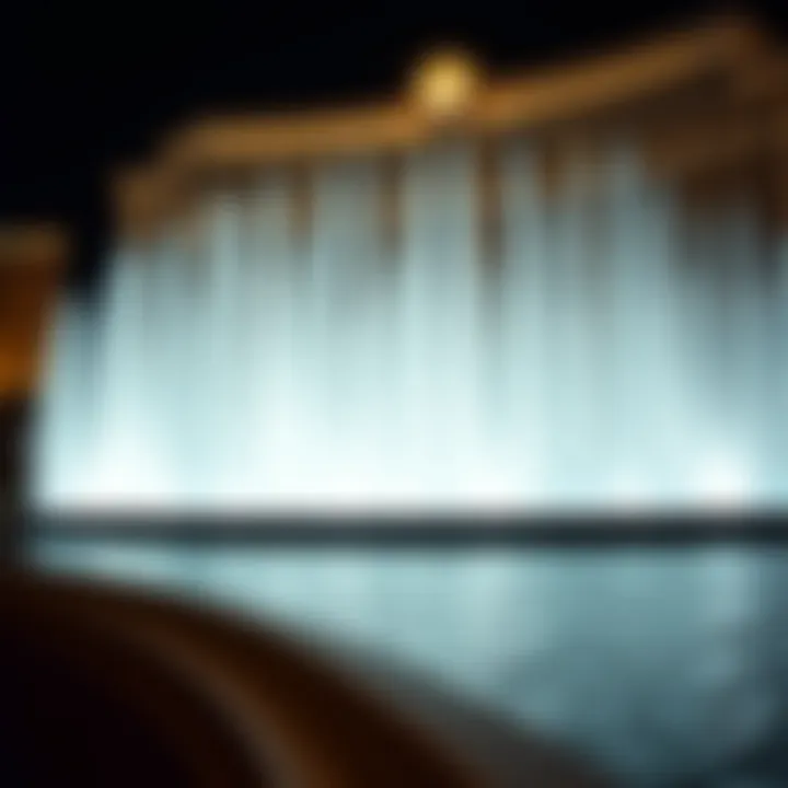 Elegant choreography of water illuminated at night