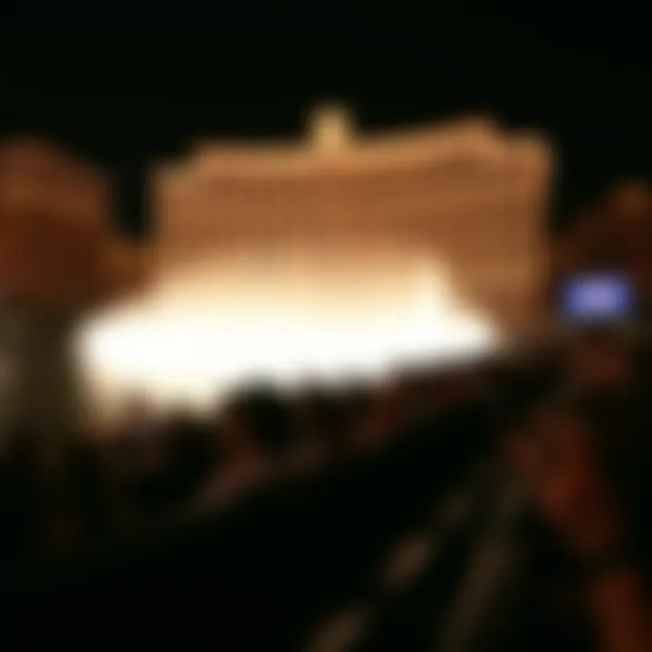 Panoramic view of the Bellagio water show from the audience