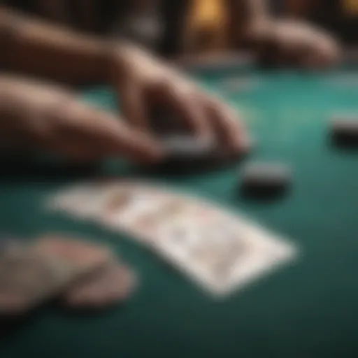 Online poker table with cards and chips