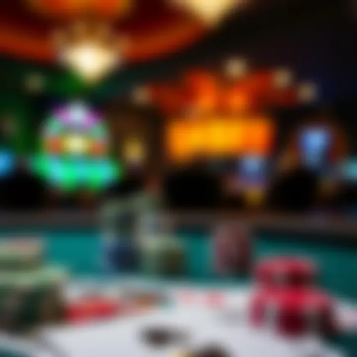 Selection of poker chips and cards on a table