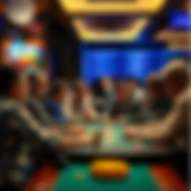 Group of engaged participants discussing strategies and placing bets around a table.