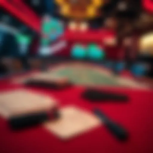 An organized betting pool setup showcasing a clean table layout with betting slips and pens.