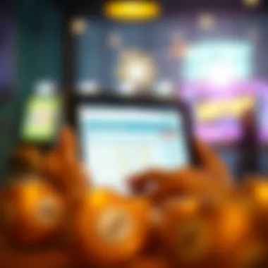 Digital Lottery Ticket Acquisition An online lottery ticket purchasing platform displayed on a tablet