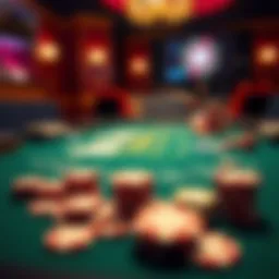 Blackjack table with cards and chips