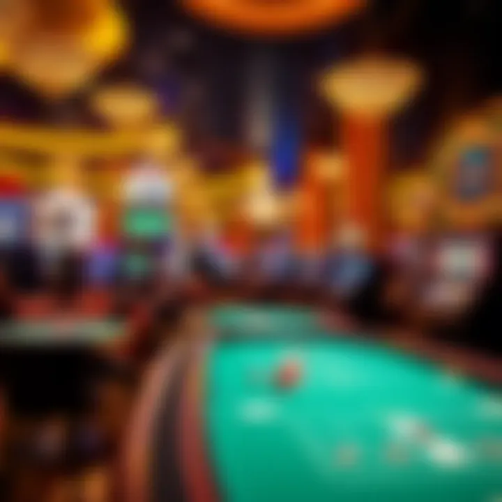 A bustling Las Vegas casino floor showcasing various gaming tables