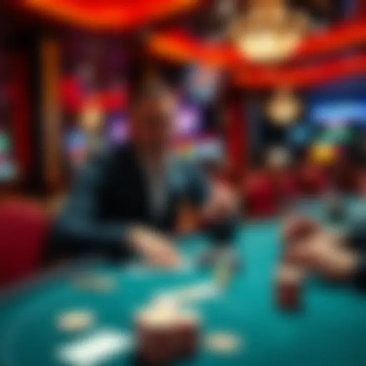 Dealer demonstrating techniques in a poker game setting