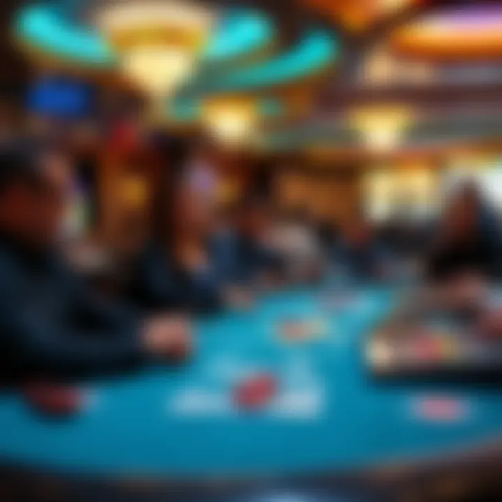 Casino gaming table with players engaged