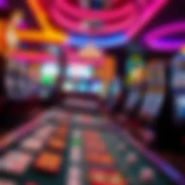 Casino Gaming Experience A vibrant casino floor filled with slot machines and card tables