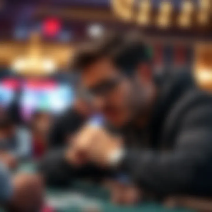 A focused individual analyzing gaming strategies