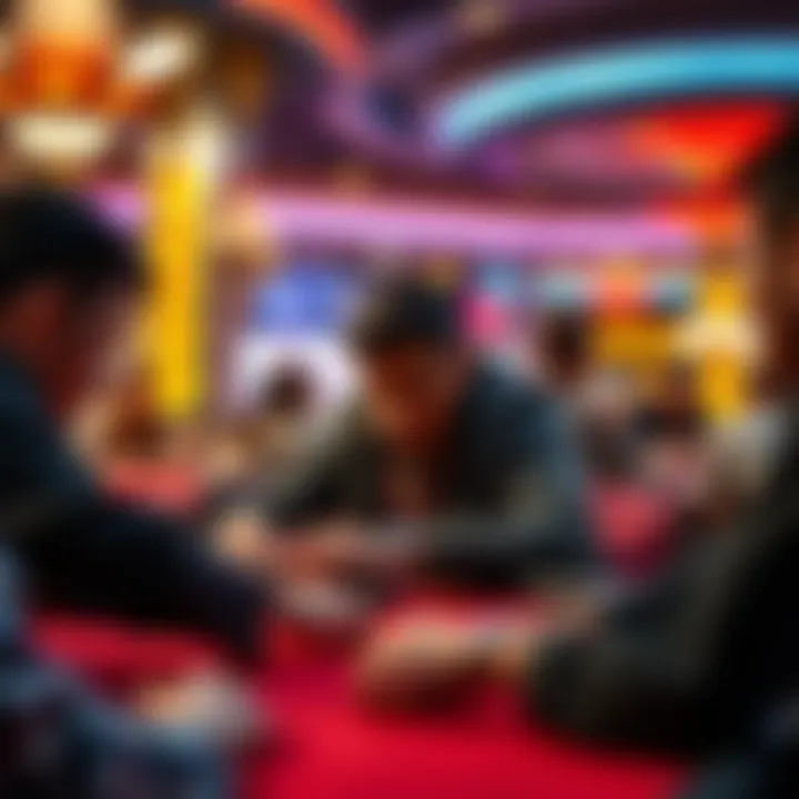 A vibrant poker table scene with intense concentration