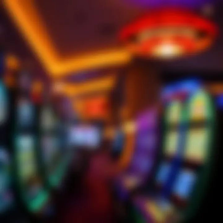 Vibrant gaming floor filled with various slot machines and table games
