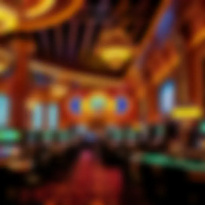 Opulent Casino Interior Luxurious interior of a famous Las Vegas casino, featuring opulent decor and gaming tables.