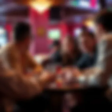 Group of friends engaging in NCAA pool discussions