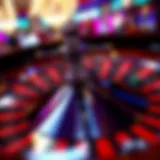 A roulette wheel spinning with vibrant colors