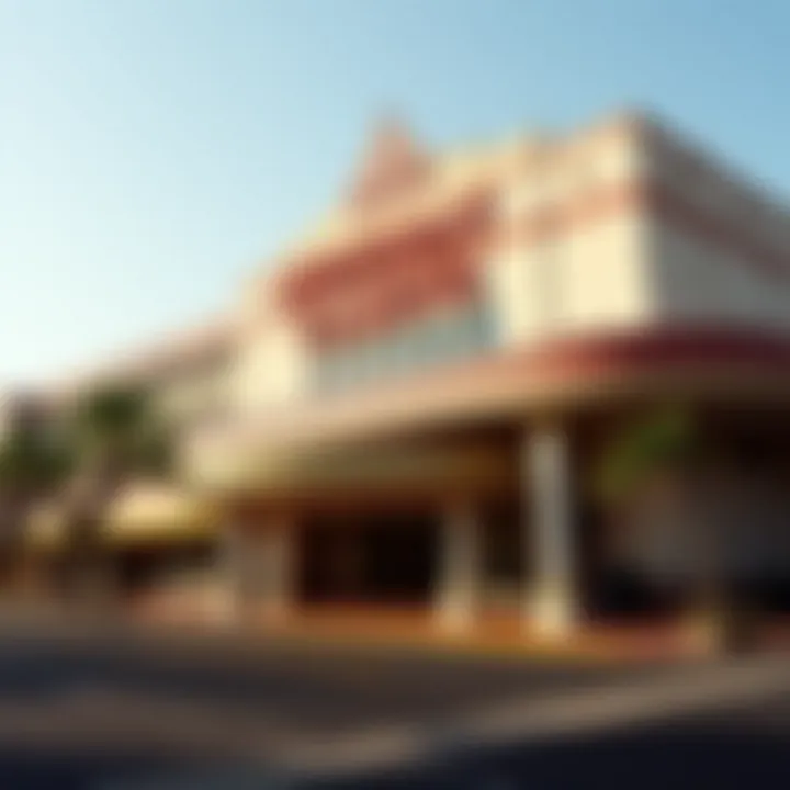 Exterior view of the Showboat Casino showcasing its unique architecture