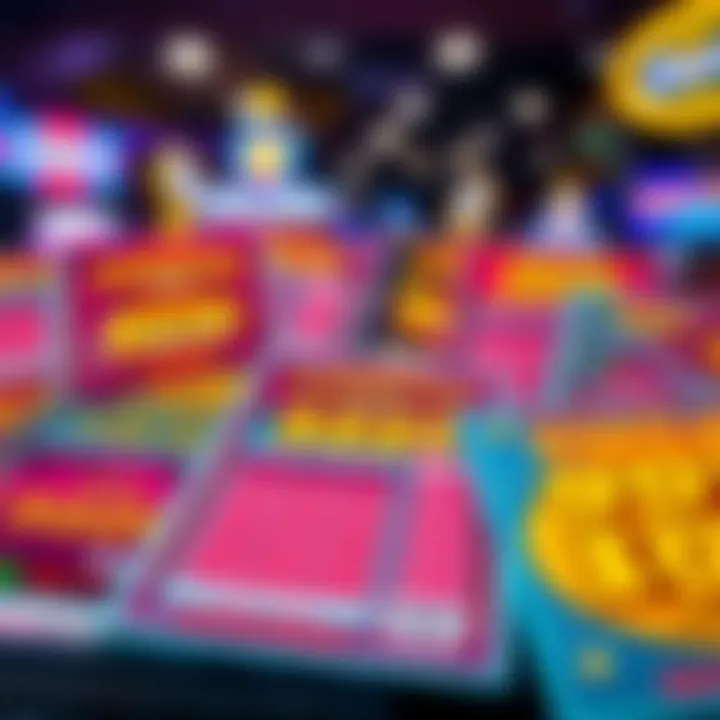 Showcase of Winning Scratch-Off Tickets A vibrant spread of winning scratch-off tickets with highlighted prizes