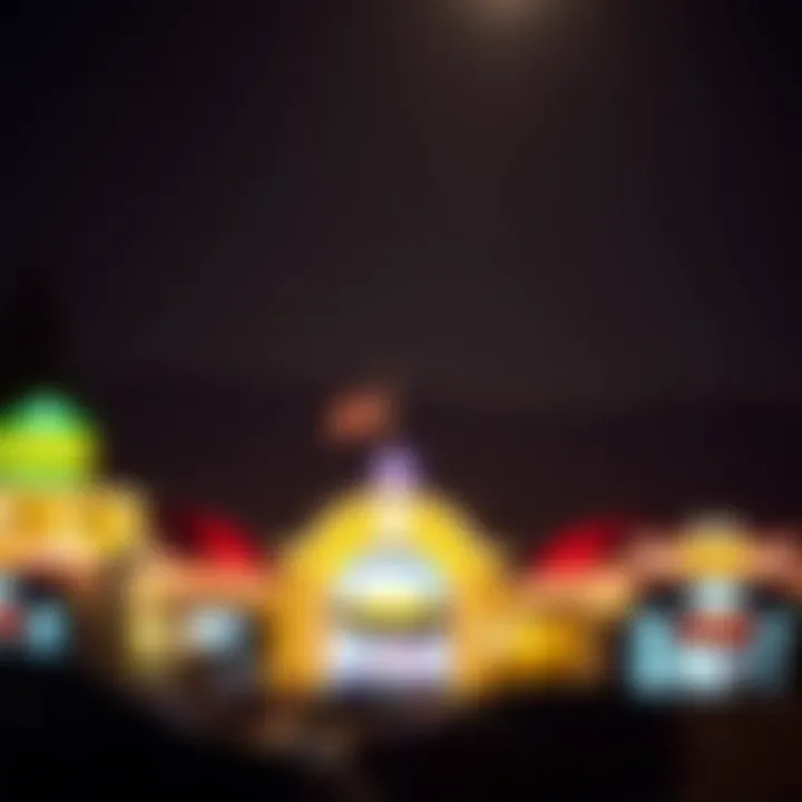 A stunning view of a casino illuminated at night against the backdrop of the Pocono Mountains.