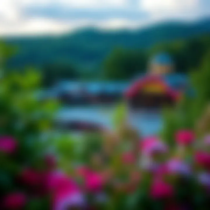 An outdoor view of a casino resort surrounded by lush greenery, emphasizing the natural beauty of the Poconos.