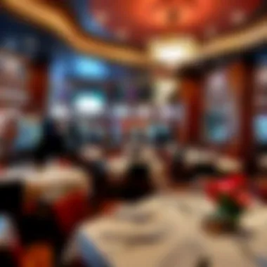 A luxurious dining area within a casino, offering a taste of fine cuisine in a sophisticated atmosphere.