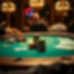 A classic poker table set up with chips and cards