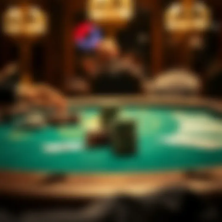 A classic poker table set up with chips and cards