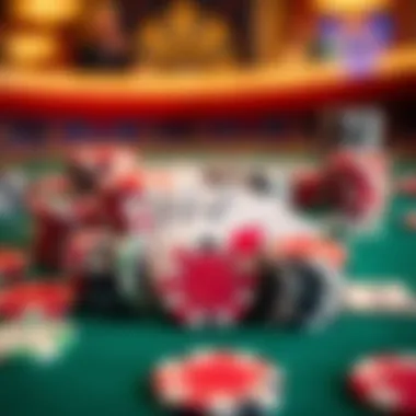 A strategic layout of poker chips and cards symbolizing tactics