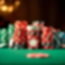 A variety of colorful poker chips arranged neatly