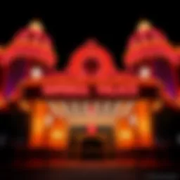 Grand entrance of the Imperial Palace with neon lights