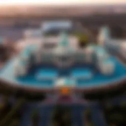 Aerial view of a prominent casino resort in Alabama, showcasing its architectural grandeur.