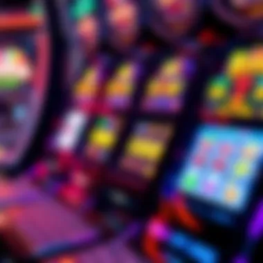 A close-up view of colorful slot machine reels in action