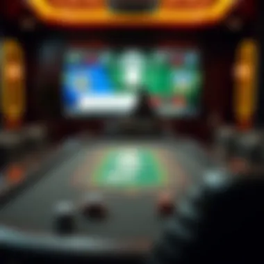 Virtual Poker Experience A serene poker table setup with a virtual interface showing free poker games