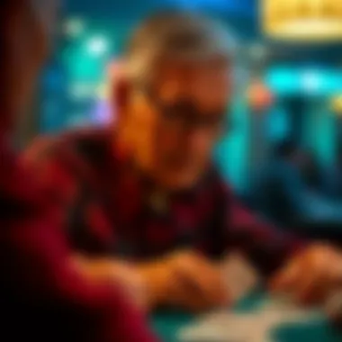 Engagement in Solitaire An elderly person thoughtfully engaged in playing Solitaire, with a serene expression