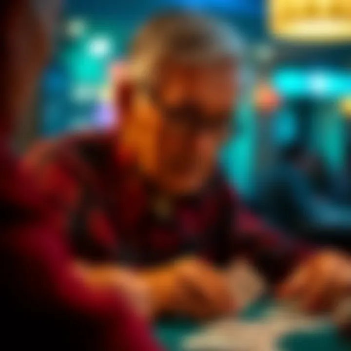 Engagement in Solitaire An elderly person thoughtfully engaged in playing Solitaire, with a serene expression