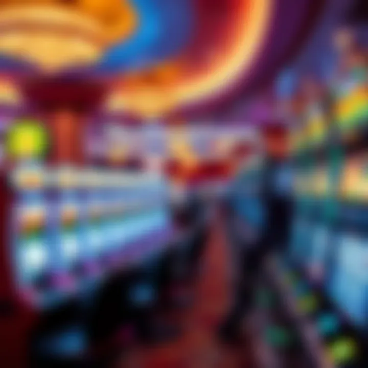 Vibrant Gaming Floor Experience Luxurious gaming floor filled with vibrant slot machines and lively atmosphere
