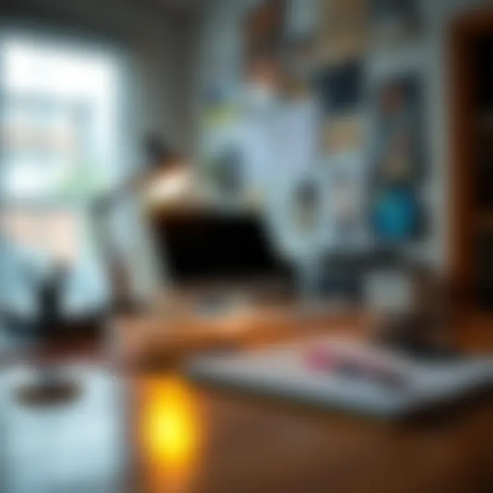 Creative Environment for Online Skills Creative workspace featuring digital tools and a notebook