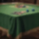 Elegant green felt tablecloth on a gaming table