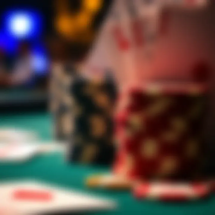 Close-up of poker chips and cards symbolizing bankroll management