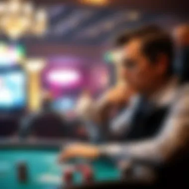 A thoughtful player contemplating their next move in a high-stakes game