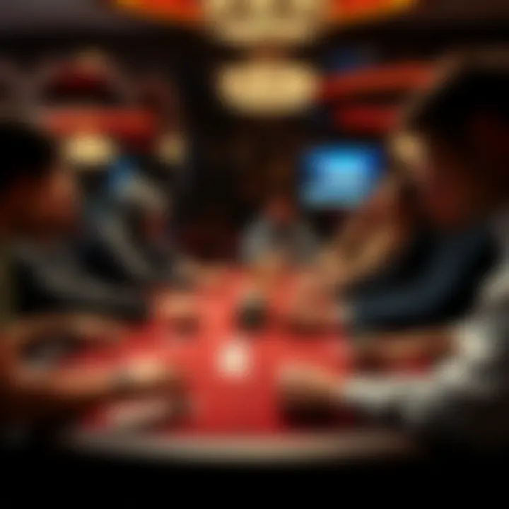 Intense Competition at the Poker Table A high-stakes poker table showcasing top players in action