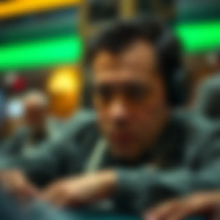 The Mind of a Poker Strategist A close-up of a poker player's focused expression during a game