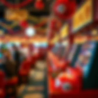 A festive atmosphere during a special bingo event, with decorations and prizes