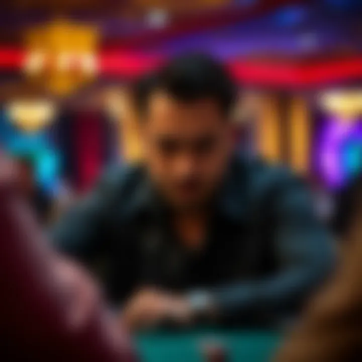 Concentration and Strategy in Action Focused player during a poker game