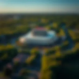 Aerial view of a prominent casino in Nassau County surrounded by lush greenery