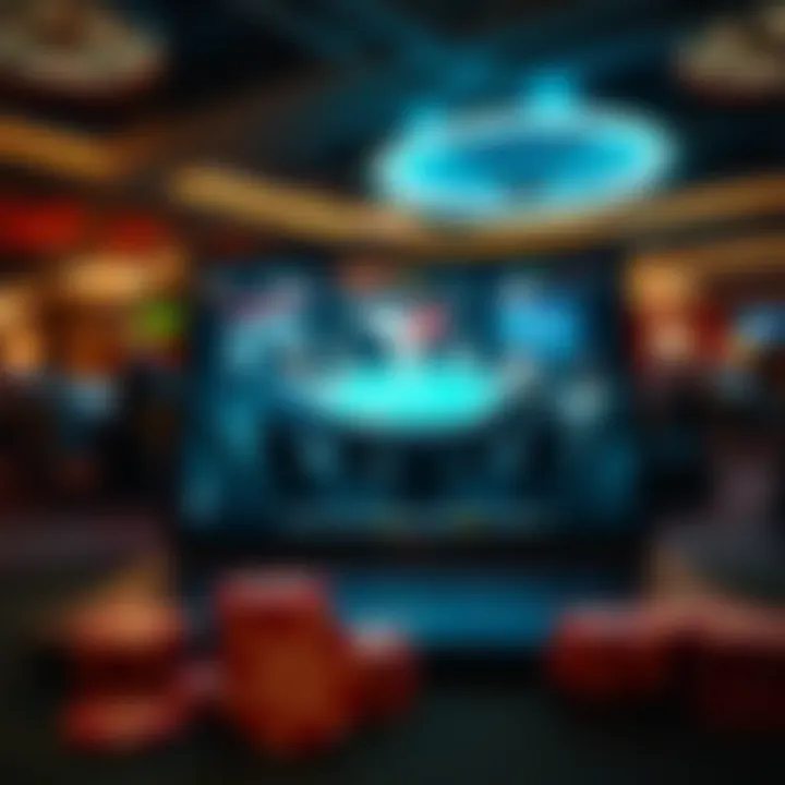 Online Poker Environment: A Virtual Arena A serene online poker environment on a laptop