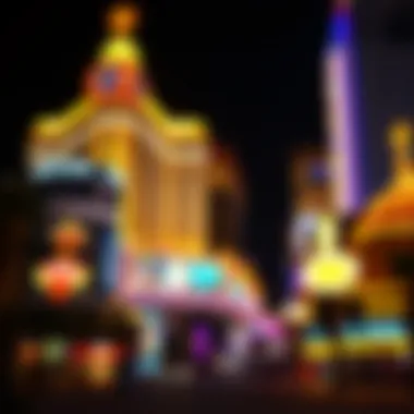 A vibrant scene of Las Vegas casinos illuminated at night
