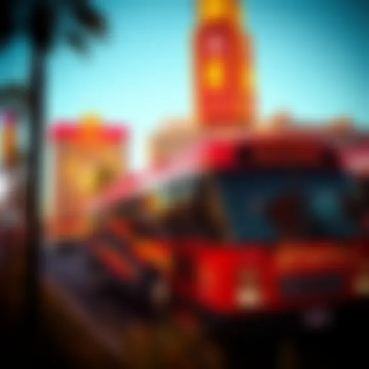 Rio Express: A Gateway to Adventure Rio Express bus in vibrant Las Vegas surroundings