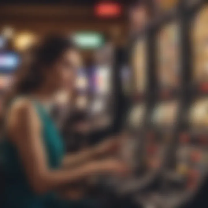 Engaging visual of a buyer interacting with a slot machine seller.