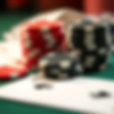 Close-up of poker chips and cards symbolizing strategic choices