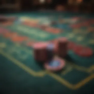 A close-up of casino chips on a felt table, symbolizing risk.